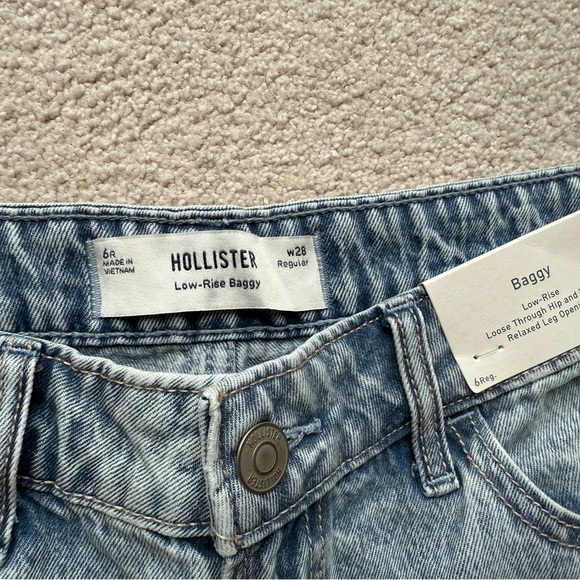 NEW Hollister Low-Rise Baggy Relaxed Leg Opening Jeans Jean Sz 6 28” Medium Wash - Picture 4 of 9